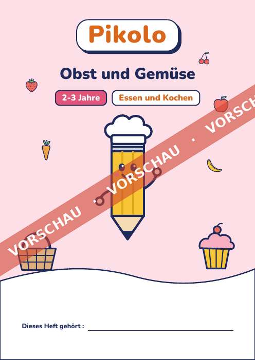 Spielerisches Heft Obst und Gemüse, 2-3 Jahre