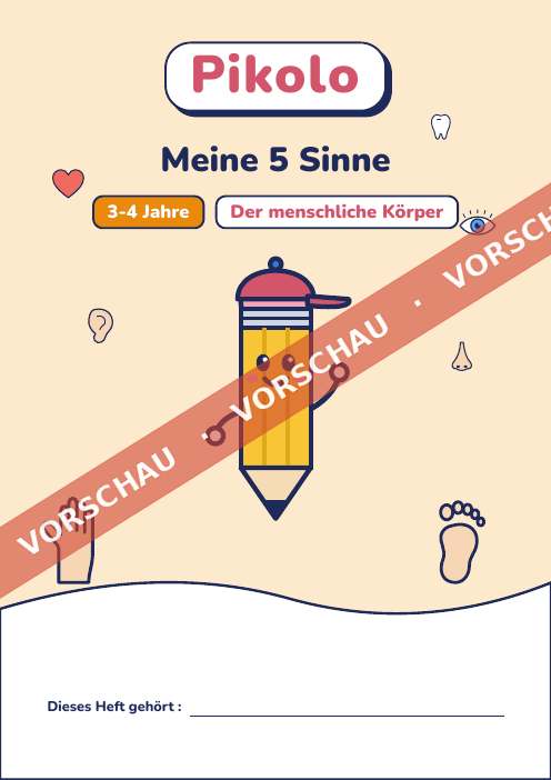 Spielerisches Heft Meine 5 Sinne, 3-4 Jahre
