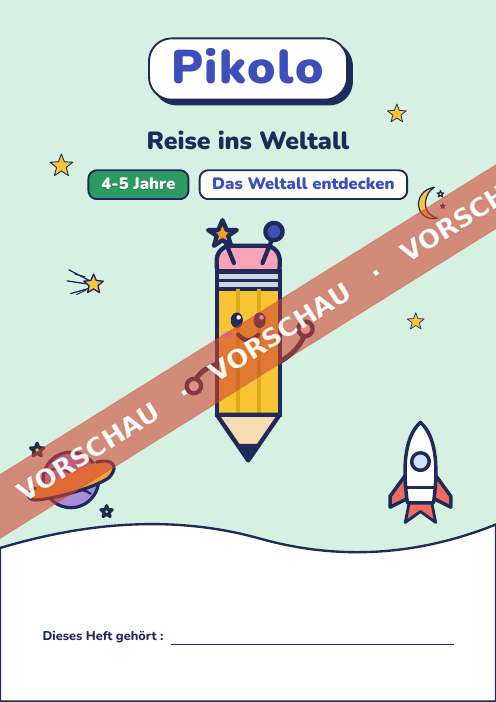 Spielerisches Heft Reise ins Weltall, 4-5 Jahre