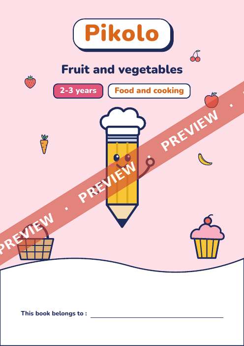 Fun theme book Fruit and vegetables, 2-3 years