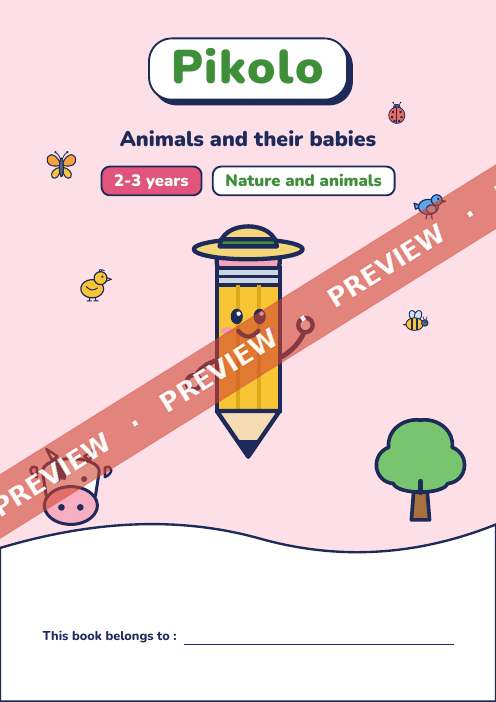 Fun theme book Animals and their babies, 2-3 years