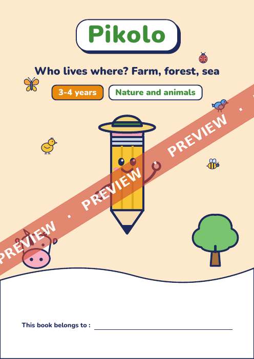 Fun theme book Who lives where? Farm, forest, sea, 3-4 years