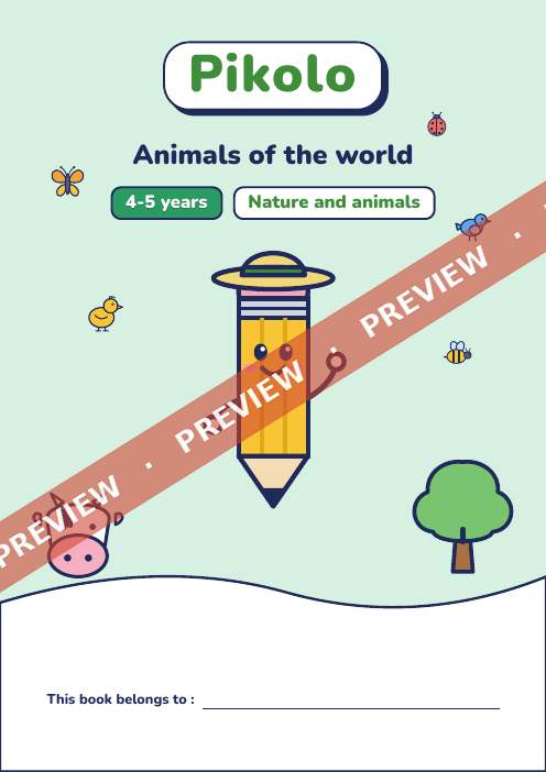 Fun theme book Animals of the world, 4-5 years