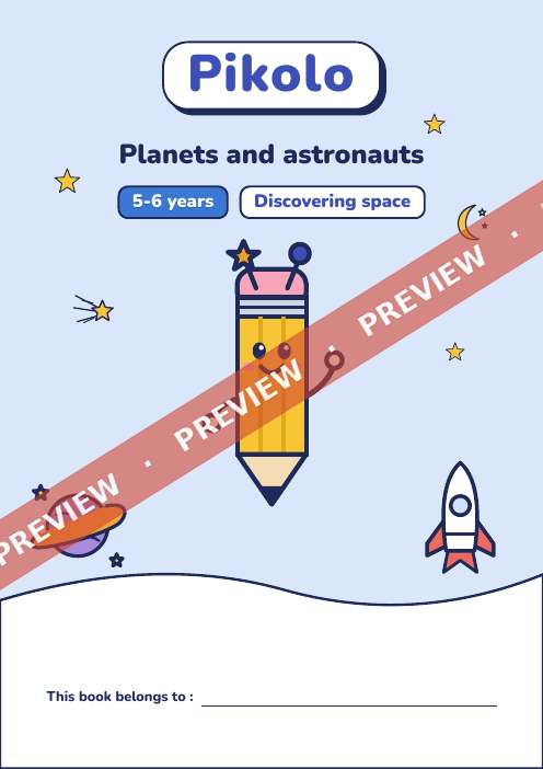 Fun theme book Planets and astronauts, 5-6 years