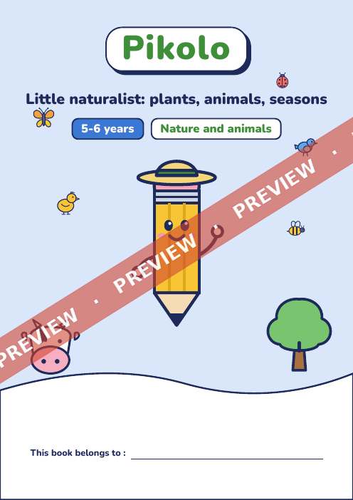 Fun theme book Little naturalist: plants, animals, seasons, 5-6 years