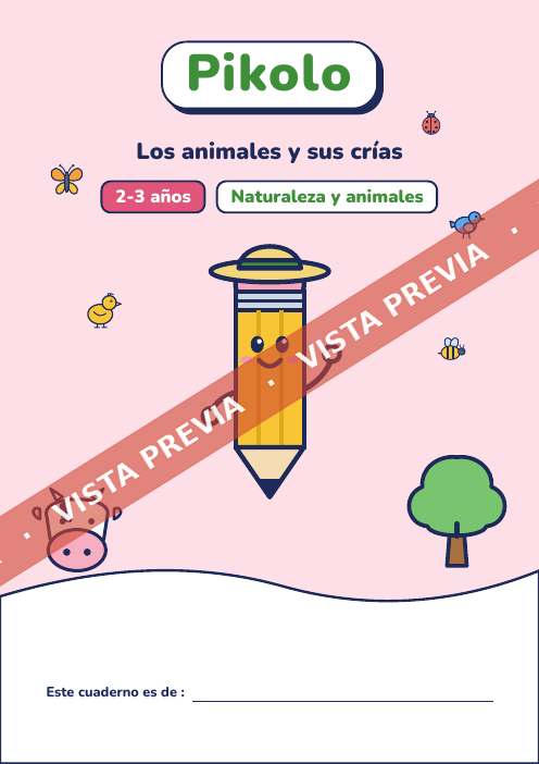 Cuaderno lúdico Los animales y sus crías, 2-3 años