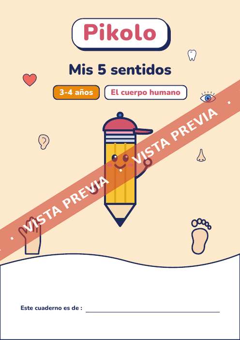 Cuaderno lúdico Mis 5 sentidos, 3-4 años