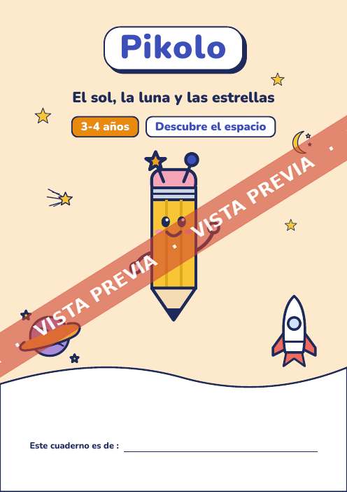 Cuaderno lúdico El sol, la luna y las estrellas, 3-4 años
