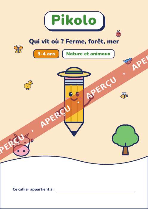 Cahier ludique Qui vit où ? 3-4 ans