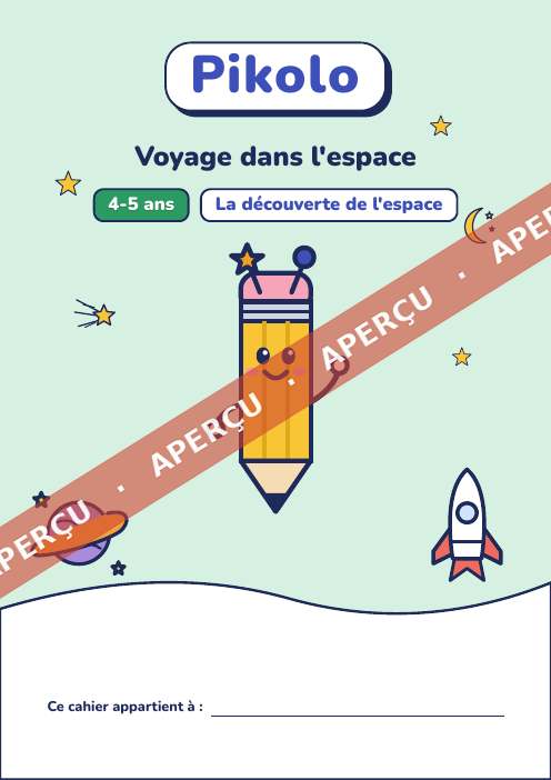 Cahier ludique Voyage dans l’espace, 4-5 ans