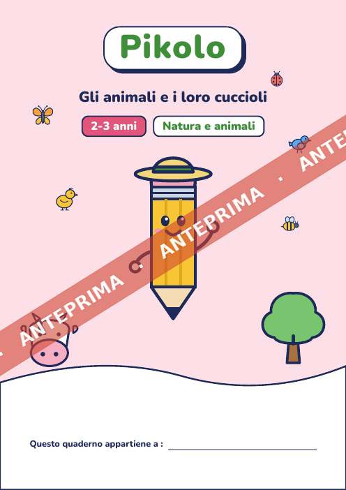 Quaderno ludico Gli animali e i loro cuccioli, 2-3 anni
