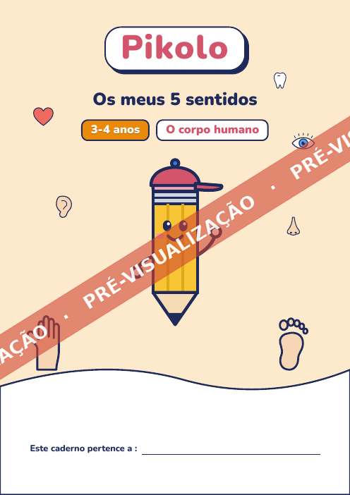 Caderno lúdico Os meus 5 sentidos, 3-4 anos