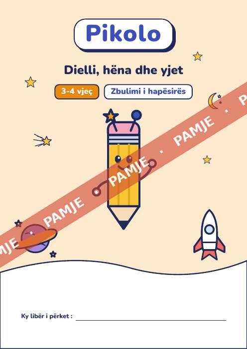 Libër argëtues Dielli, hëna dhe yjet, 3-4 vjeç