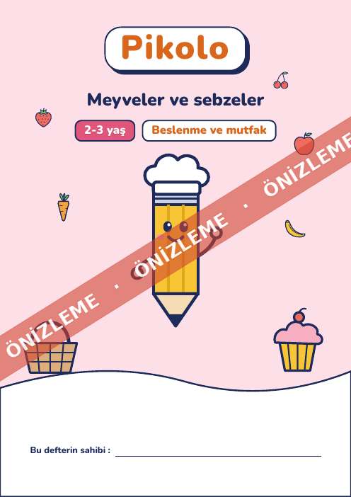 Eğlenceli defter Meyveler ve sebzeler, 2-3 yaş