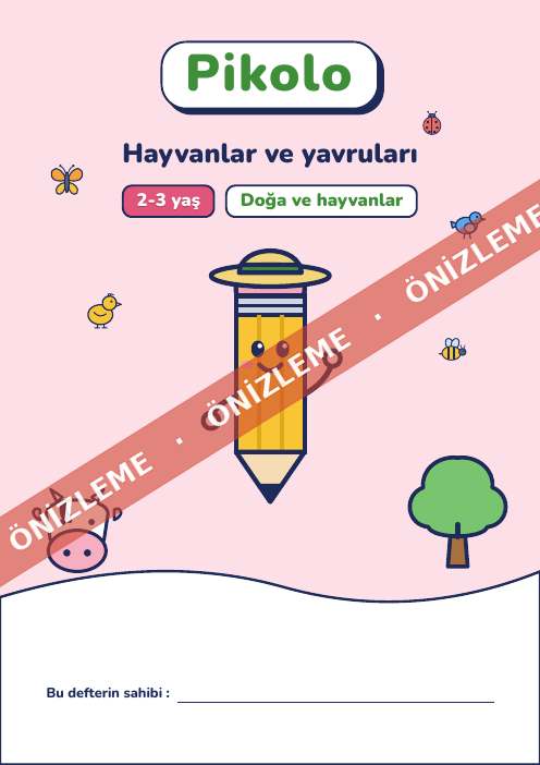 Eğlenceli defter Hayvanlar ve yavruları, 2-3 yaş
