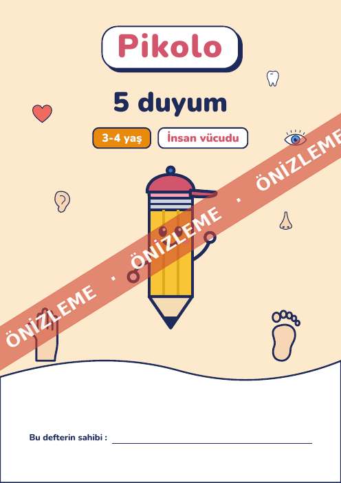 Eğlenceli defter 5 duyum, 3-4 yaş
