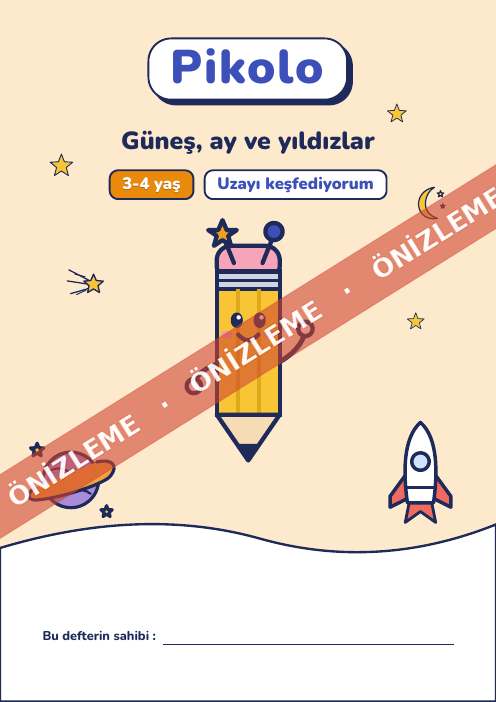 Eğlenceli defter Güneş, ay ve yıldızlar, 3-4 yaş