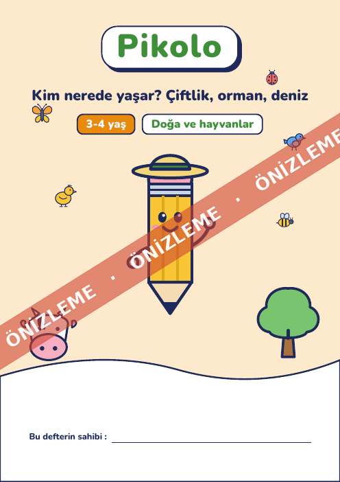 Eğlenceli defter Kim nerede yaşar? Çiftlik, orman, deniz, 3-4 yaş