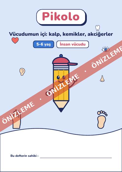 Eğlenceli defter Vücudumun içi: kalp, kemikler, akciğerler, 5-6 yaş