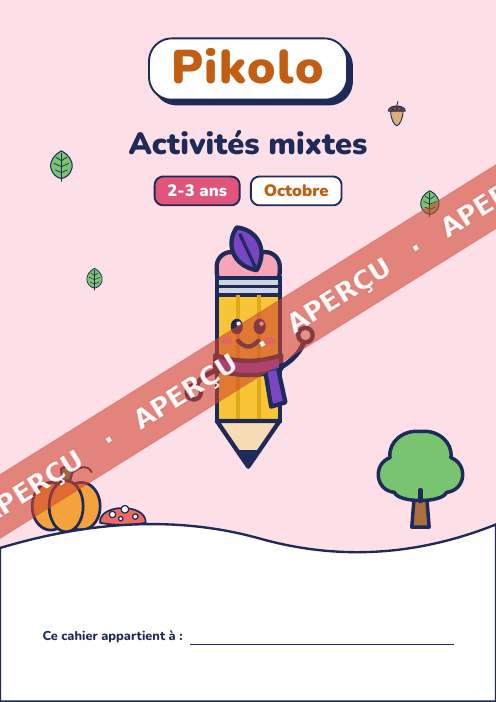 Cahier du mois Activités mixtes, 2-3 ans