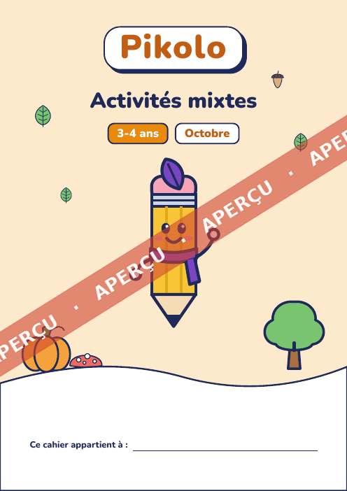 Cahier du mois Activités mixtes, 3-4 ans